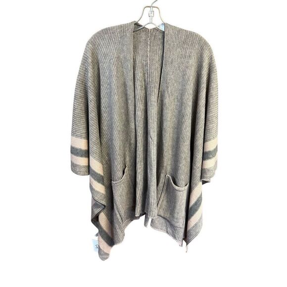 Avaly Fashion Sweater Poncho One Size Grays/Beige NWT - Picture 1 of 5